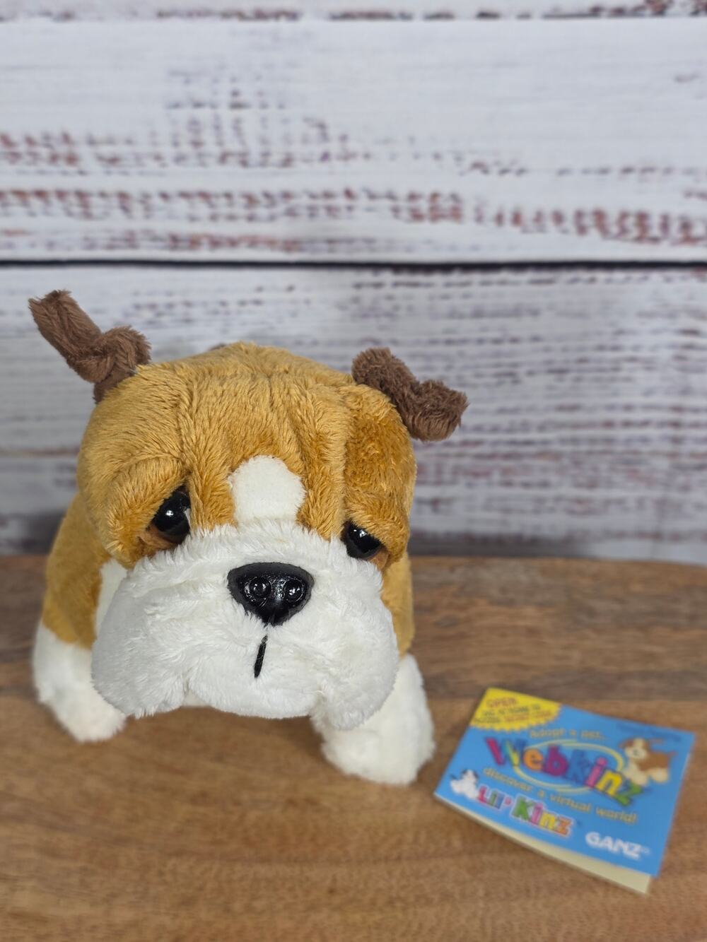Ganz Webkinz Bulldog Plush Tan White Stuffed Animal Toy READ